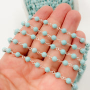 Buy Turquoise Dainty Bead Sterling Silver Wire Chain